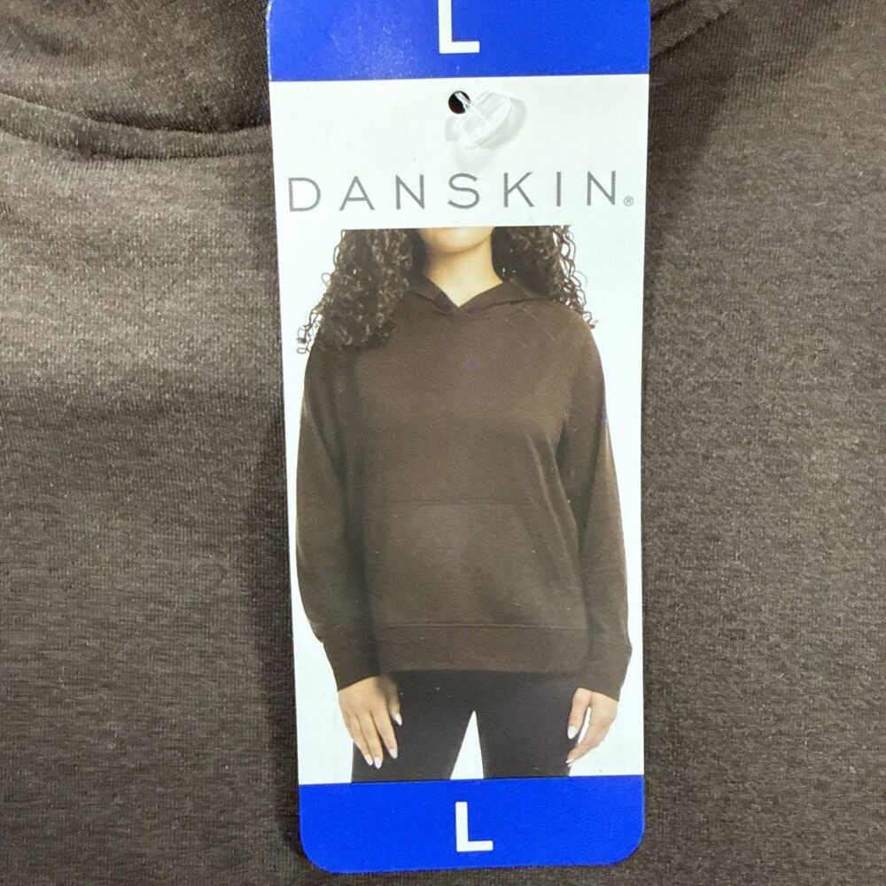 Danskin Women's Melange Hoodie Espresso Heather Large NWT